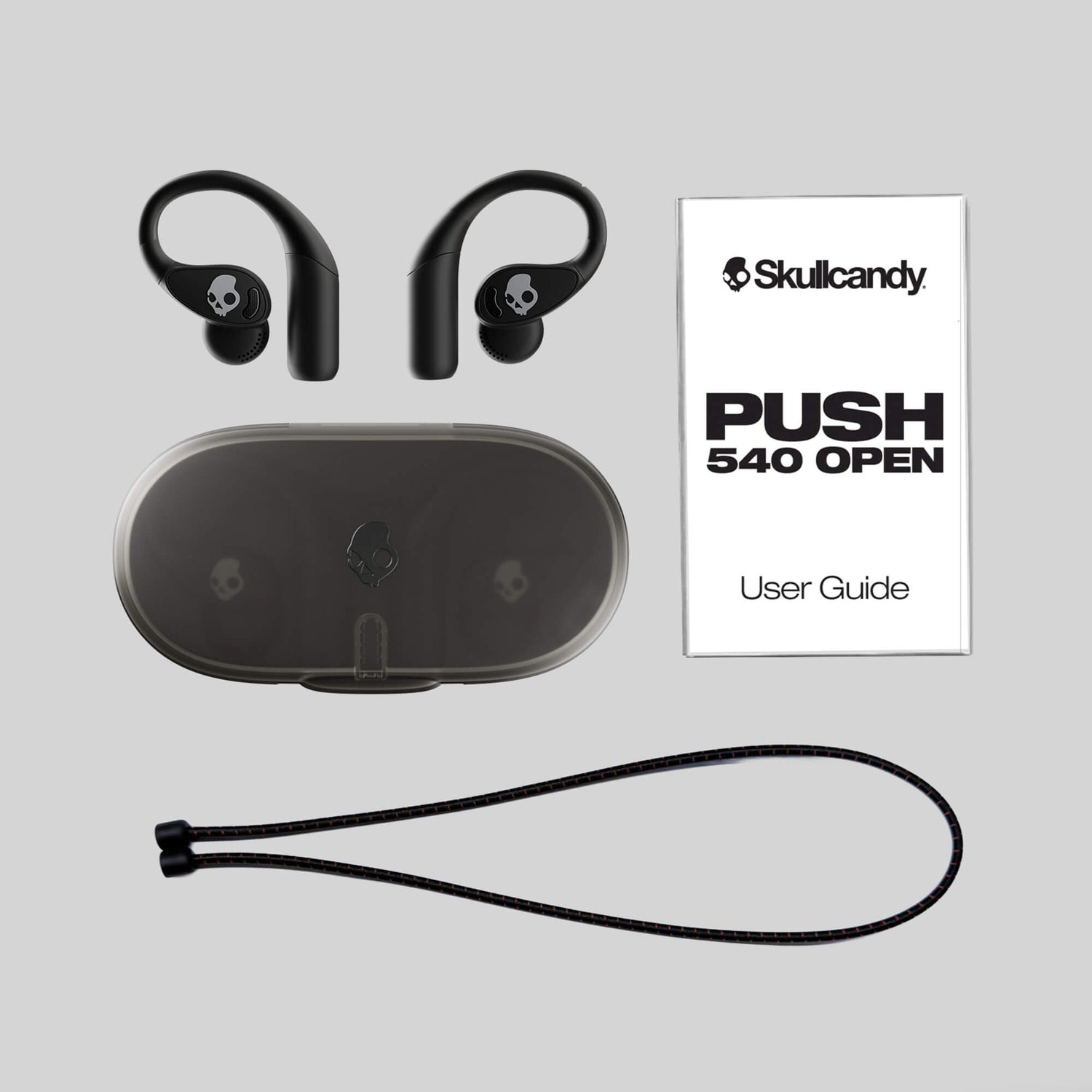 Skullcandy Push 540 Open wireless open-ear headphones with charging case, magnetic detachable braided cable, and user guide included | Bone