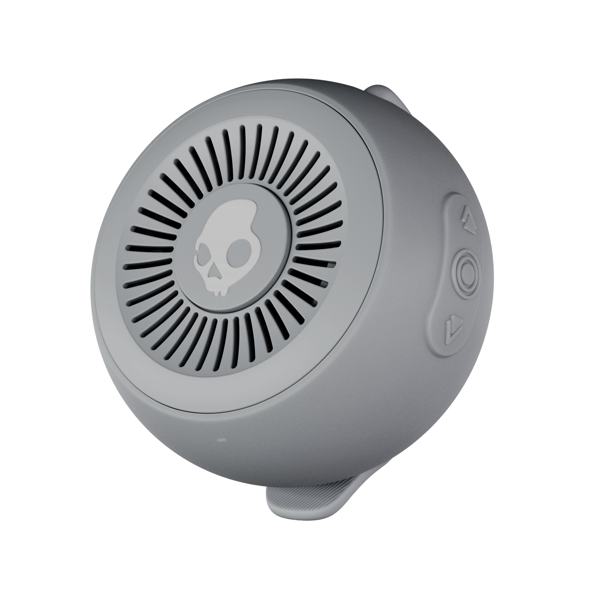 Gray Bluetooth speaker with a brand logo on a white background | Cement