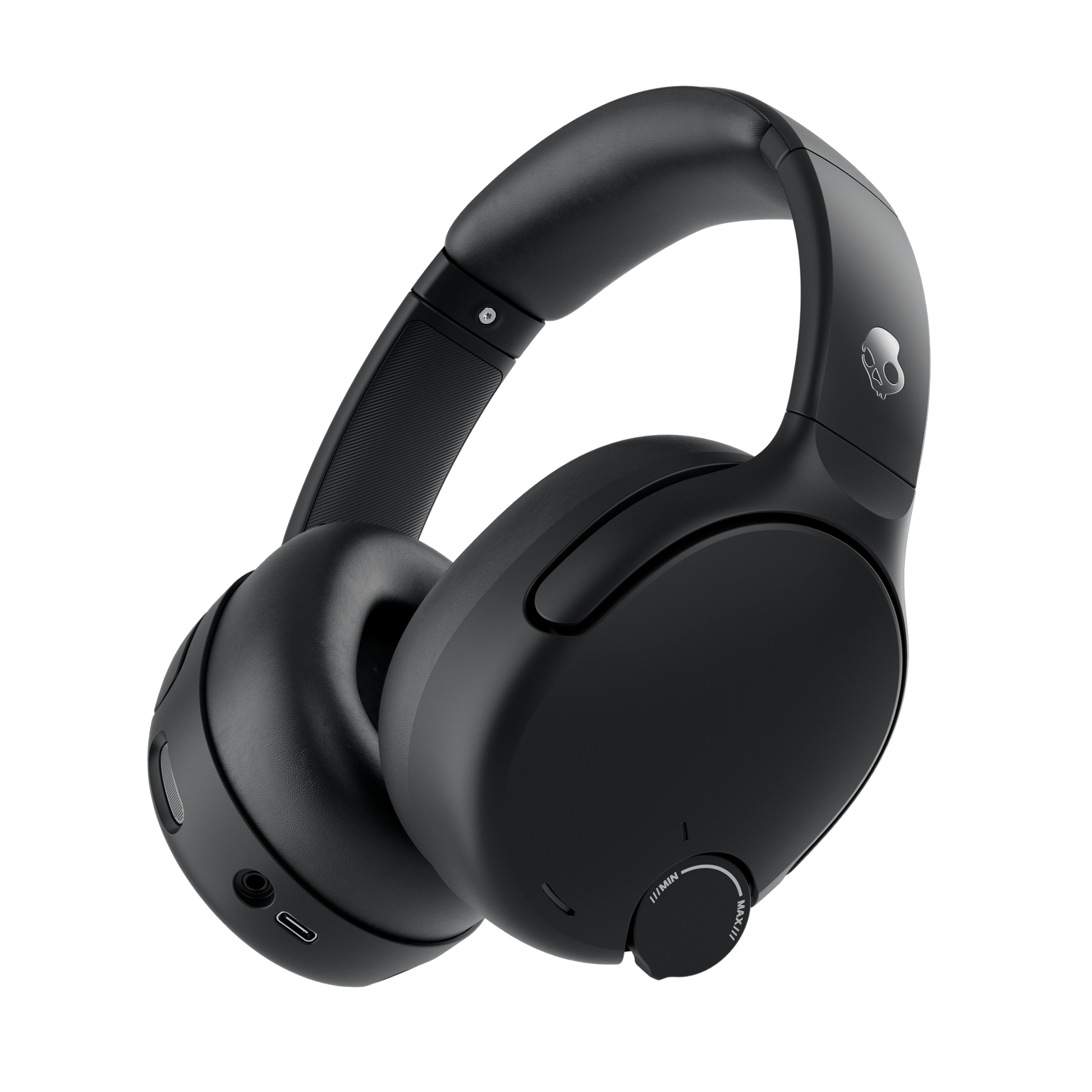Black over-ear headphones on a transparent background | True Black