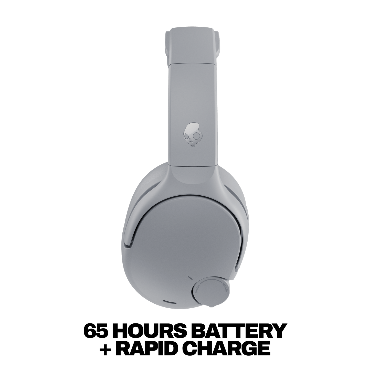 Gray Crusher 720 headphones with a skull logo on a white background | Cement