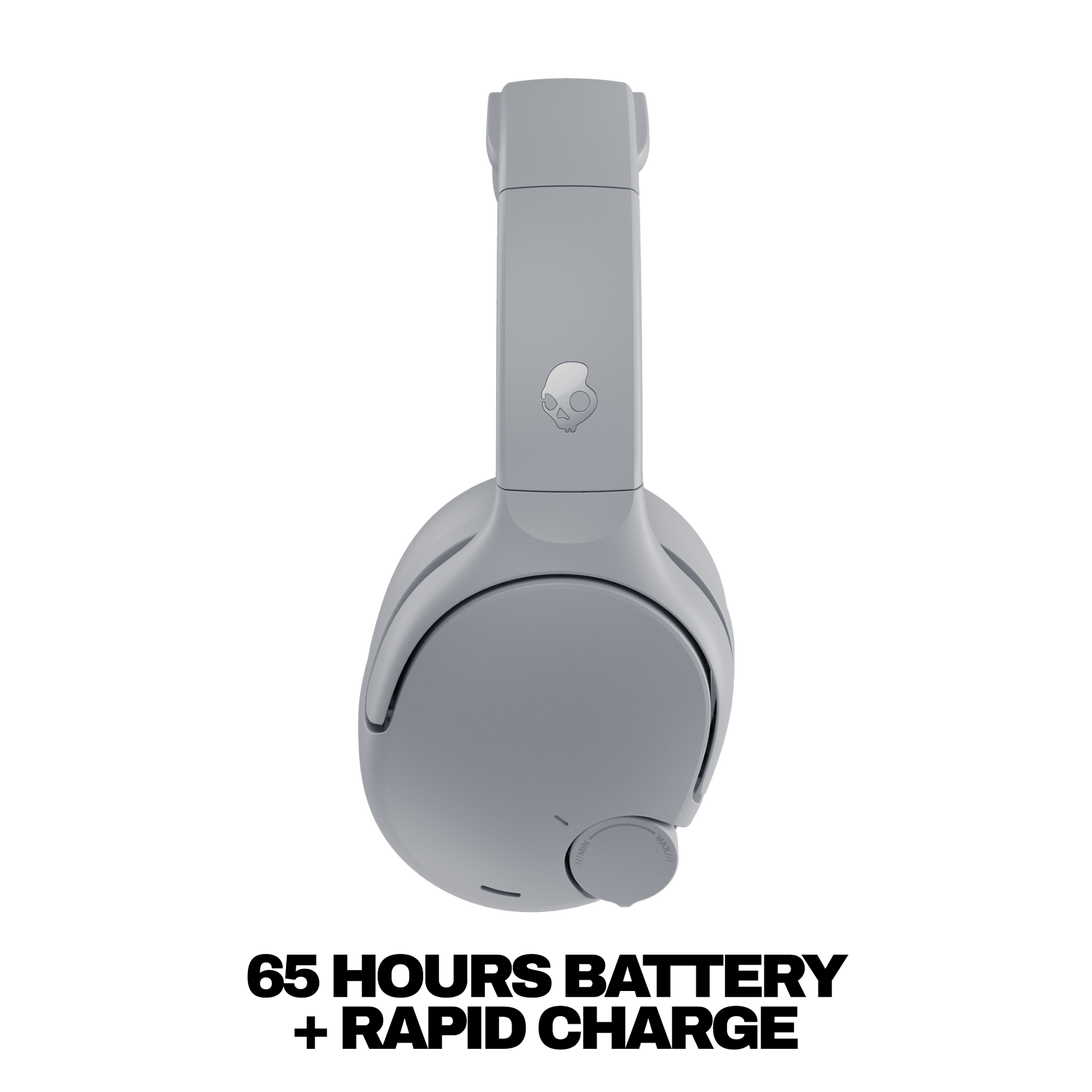 Gray Crusher 720 headphones with a skull logo on a white background | Cement