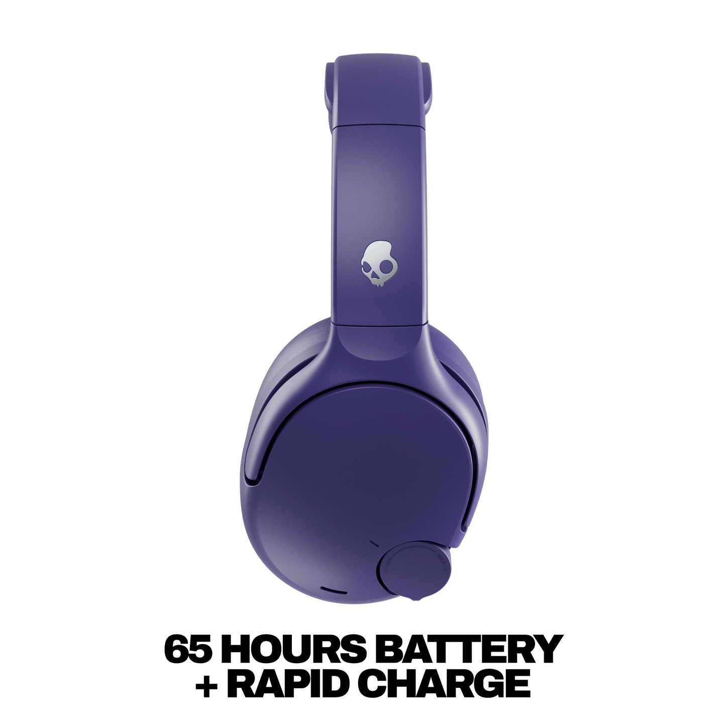 Purple Crusher 720 headphones with a skull logo on a black background | Future